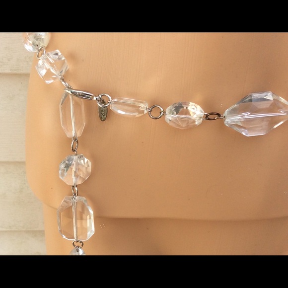 Gorgeous Vtg Talbots Glass/ Silver Statement Long Necklace/Belt - Picture 12 of 15